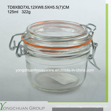 125ml Jarro de almacenamiento de vidrio con clip de tapa de cristal Canister de venta al por mayor